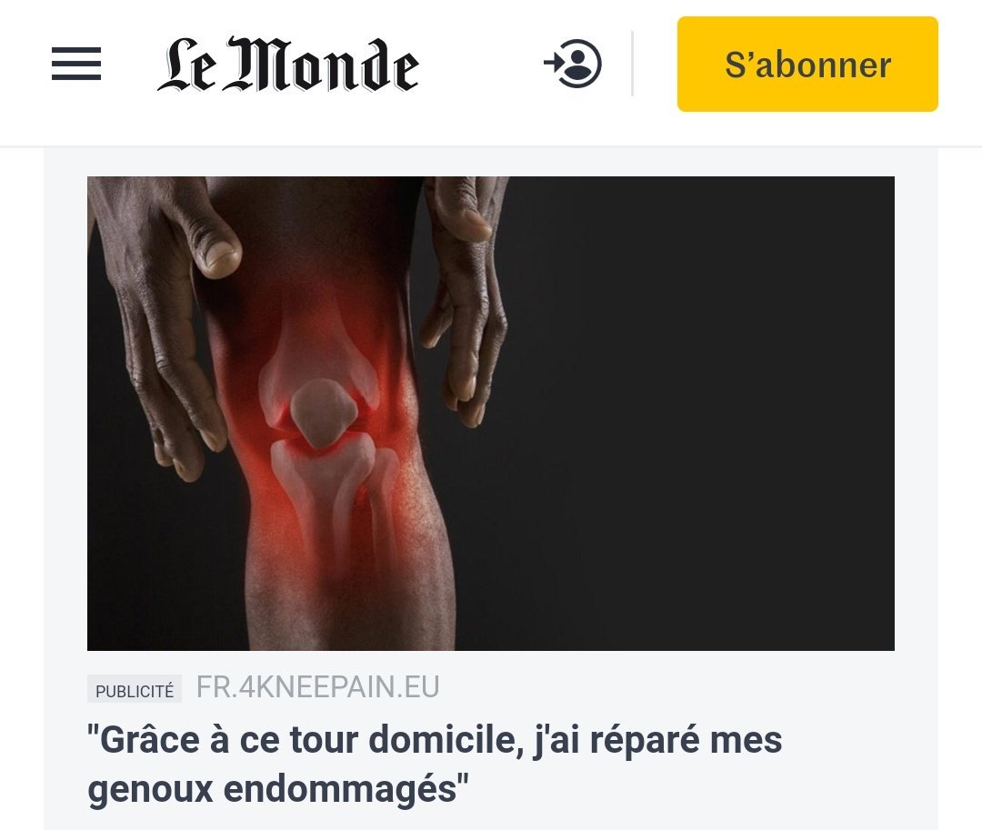 Rebonjour  @lemondefr  @decodeurs  @pixelsfr...Toujours pas de réponse alors je vais vous parler du mal aux genoux que vous proposez de réparer (parce que oui c'est toujours sans tricher sur vos articles aujourd'hui) avec une solution SCIENTIFIQUE. Si, vous allez voir !  #portnawak