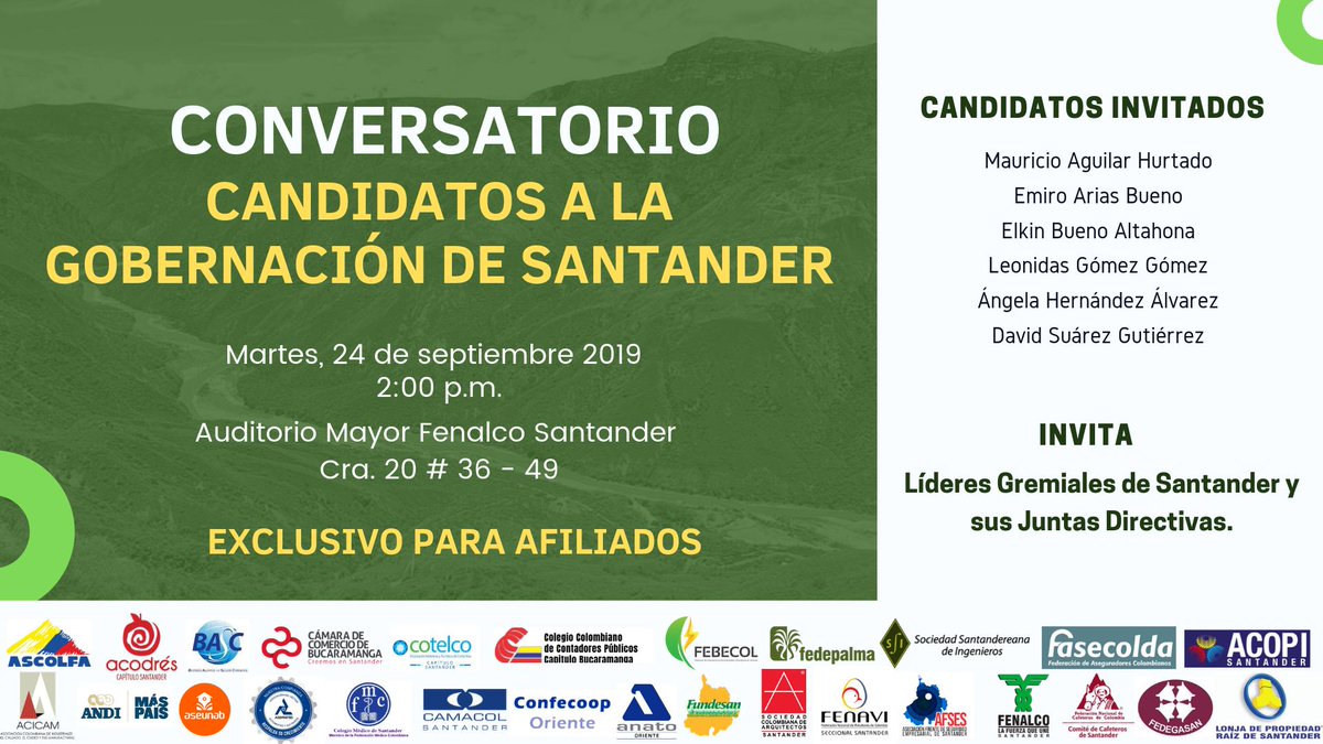 IntergremialSAN's tweet image. #Agéndese Empresario, participe este 24 de septiembre del conversatorio con los candidatos a la Gobernación de Santander, #LosGremiosPreguntan. Recuerde registrar su asistencia en: forms.gle/gEt5YLHtiMjHdq…