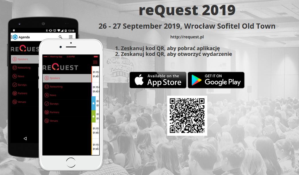 Do Request2019 pozostały niecałe 2 tygodnie❗️
Już teraz możecie pobrać naszą aplikację, poczytać o prelegentach i ułożyć agendę 📲 bit.ly/2lWKZDE
W czasie wydarzenia będzięcie mogli na bieżąco komunikować się z innymi uczestnikami i śledzić co aktualnie się dzieje 🤩