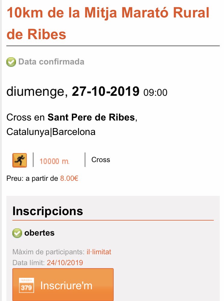 MMRRibes's tweet photo. #inscripcionsobertes a la web de #runedia #mmrr #mitjamaratóruralribes #spribes #santperederibes #garraf #córrer #running https://t.co/xjXKsgg6WK