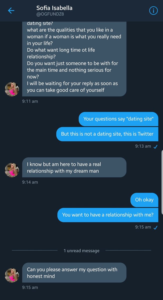 I mean, right from the get-go it was obvious this was a fake account. From the username, to the fact that the account was created a couple of weeks ago, to the "Inbox me".But I decided to indulge a little cos it'll be fun, and I was right.Nbs copy & paste questionnaire 