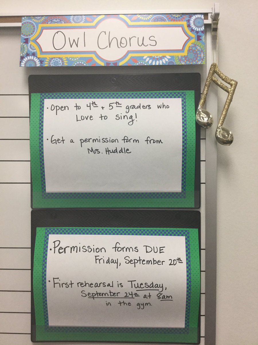 OakviewMusic's tweet photo. We are #owlaboard for Owl Chorus to start NEXT Tuesday, Sept 24th!  Permission forms have been passed out during music class to interested 4th and 5th grade singers and are also online at https://t.co/aP0UkaaOvB @OakviewElem #owlsome https://t.co/lWih3EA89q