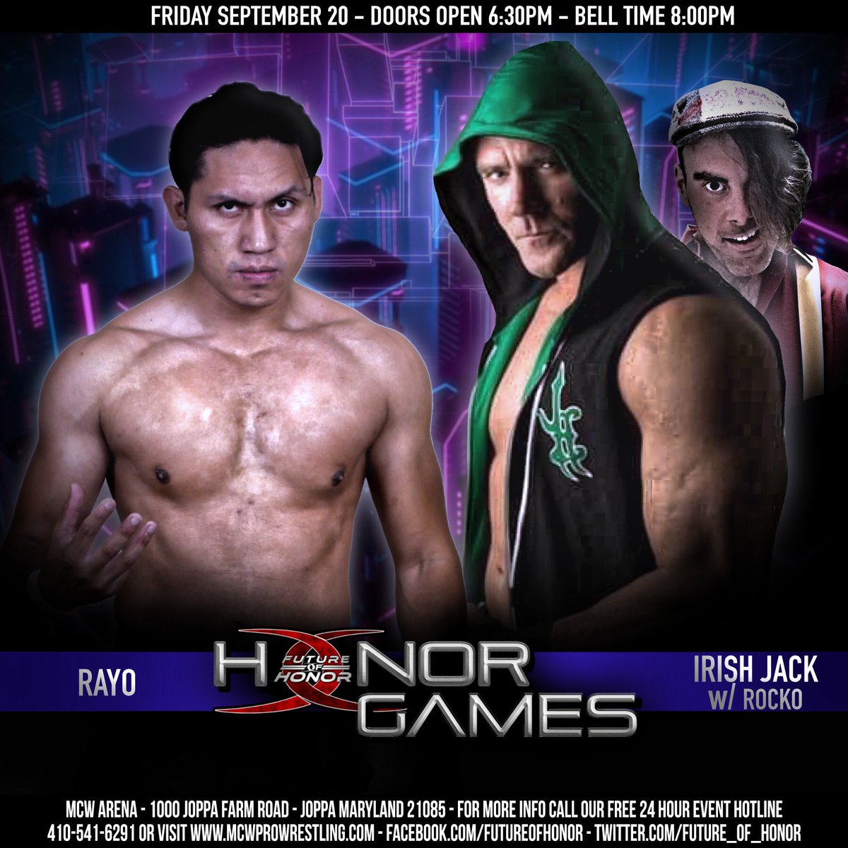 MCWWrestling's tweet photo. .@RoccoToldYouSo and @IrishJack7 are coming to the #MCW Arena THIS FRIDAY NIGHT for @Future_Of_Honor and they have a bone to pick with @RayoWrestles and his revolution.

#HonorGames Tickets 🎟 On Sale NOW  👉👉 https://t.co/HVg1imhyCu https://t.co/c7DUSlvxnG