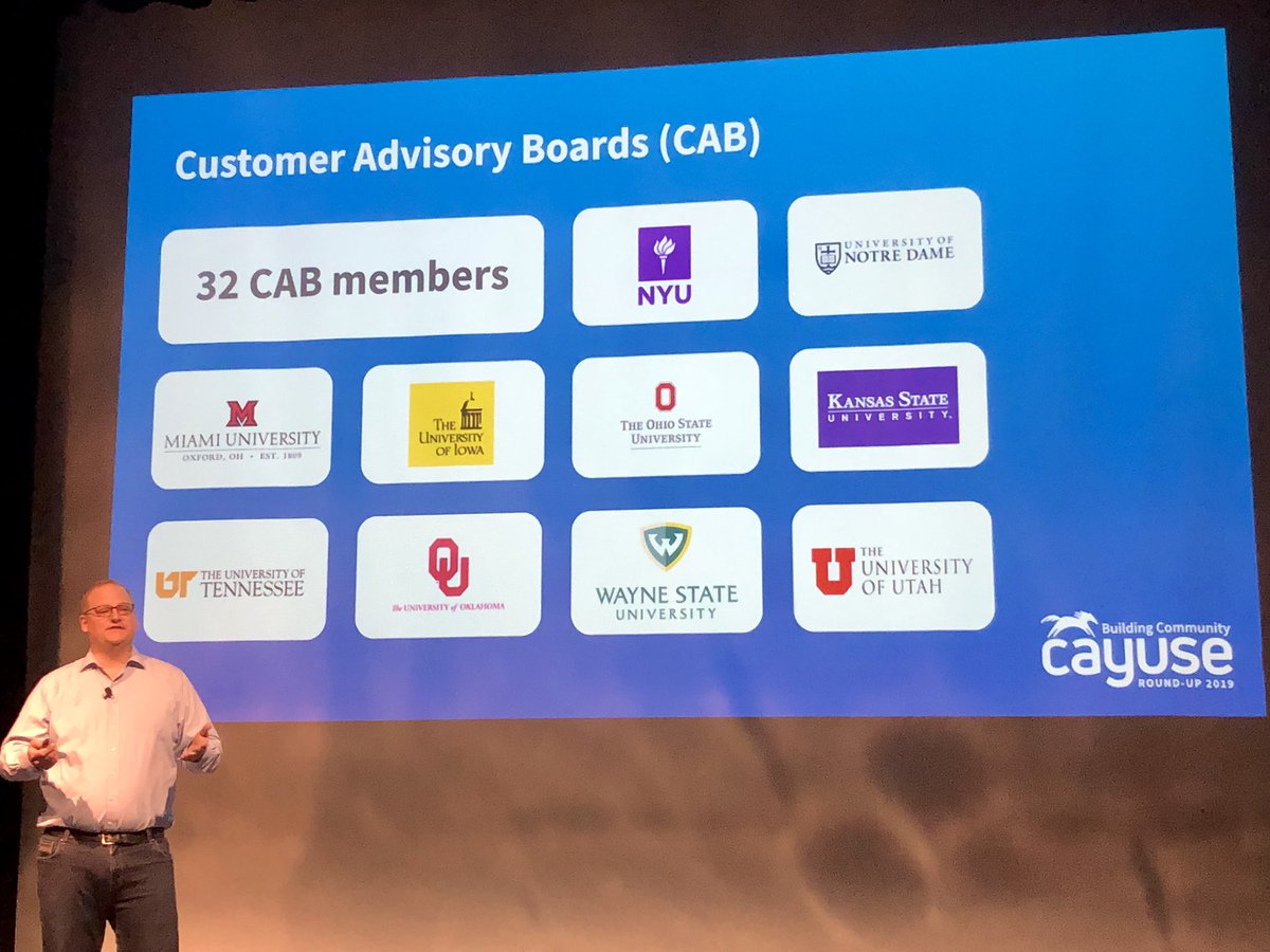 MattyCayuse's tweet photo. Our @CayuseLLC President/CEO @MatteMc highlights the Research Administration expertise of our product Customer Advisory Boards & our staff at the #cayuseroundup opening session. (Former UCSF pre/post-award RA myself) #customersuccess https://t.co/nVBFr94vaD
