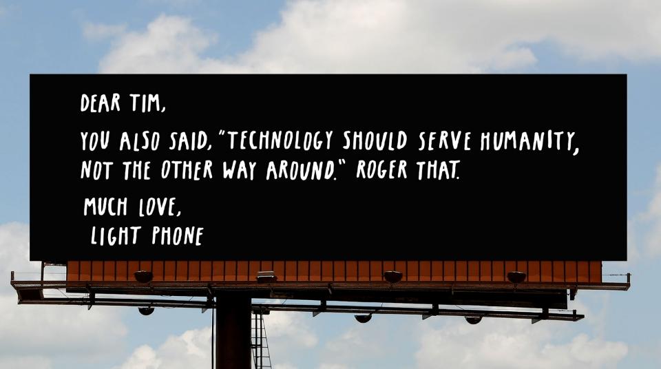 Forbes's tweet photo. Light Phone’s new ad campaign uses Tim Cook’s own quotes to pitch a minimalist phone https://t.co/6SStbF2DbN https://t.co/UKBh4wbPjL
