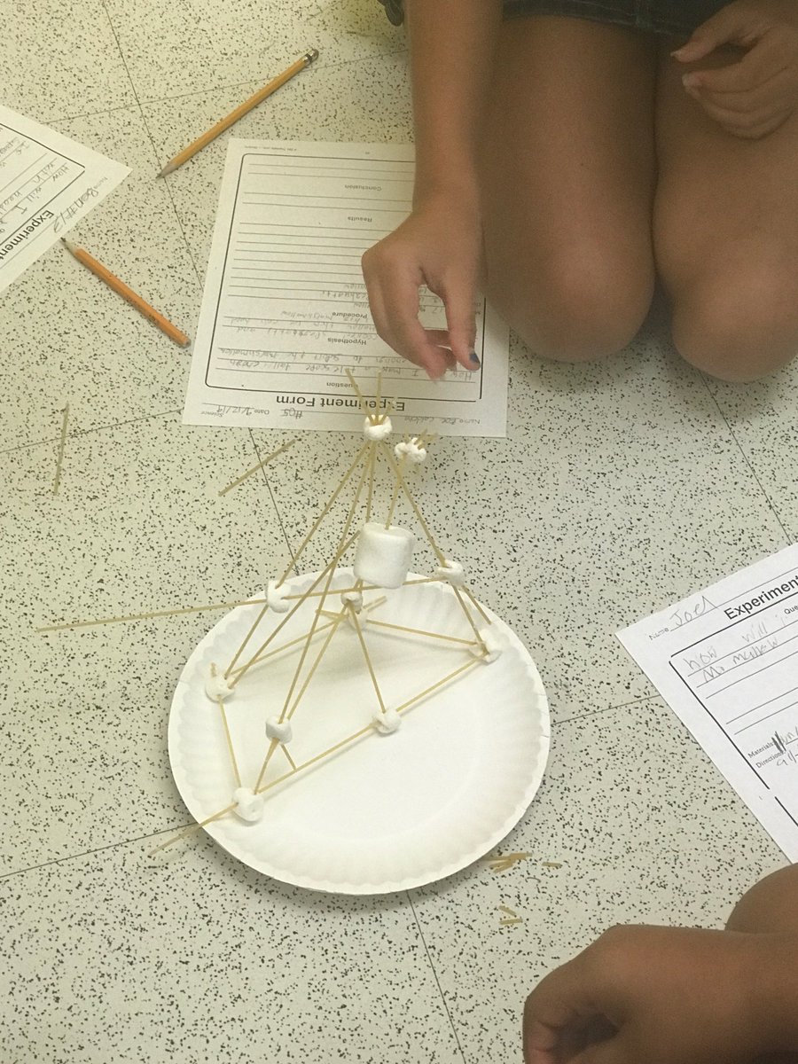 TammeehTammy's tweet photo. Mrs. Held’s 5th grade students are working as scientists to build a tall M. Mallow Telescope. Yay teamwork! #DESengaged @YCSD @shutton22 https://t.co/zRvtABzlQJ