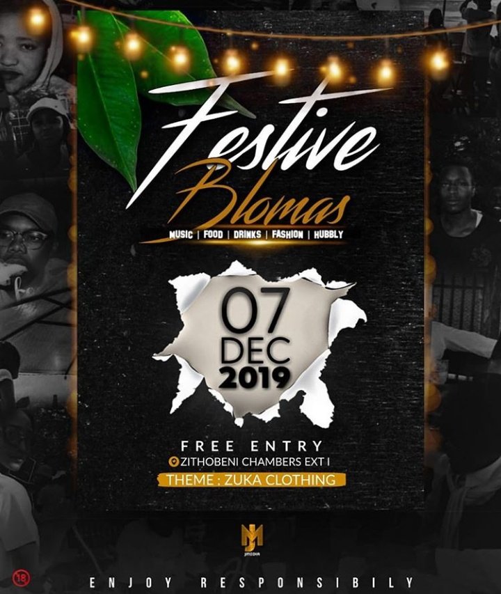zuka_clothing's tweet photo. The wait is finally over ๐ฅฐ. We are proud to announce that this year's Festive Blomas will be hosted on the 7th of December , at Zithobeni ext 1 ( Chambers ). Please come have a nice time with us ๐บ๐บ. More details to follow.
#FB2K19
#Z5KA https://t.co/E4BKU5istT