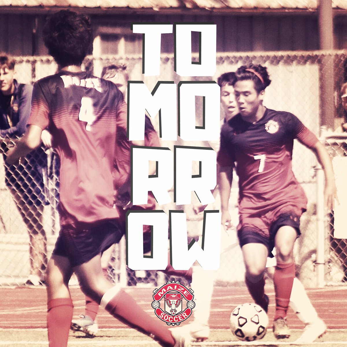 MaizeMensSoccer's tweet photo. Come on out tomorrow night as the soccer team takes on Maize South at Maize South Stadium! JV at 5:00, Varsity at 6:30. #maizesoccer #maizehighsoccer #maizehigh #maizehighschool https://t.co/4CABnouzA3