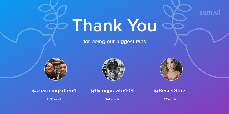 BlueCollardNerd's tweet photo. Our biggest fans this week: charmingkitten4, flyingpotato408, BeccaGtrrz. Thank you! via https://t.co/isYd33goMi https://t.co/bu6Oh0RfSk