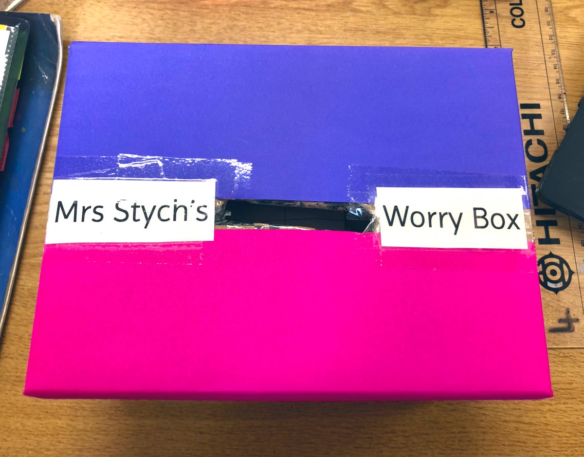 JuliaStych's tweet image. Every year,since I started teaching I have had a worry box,&amp;amp; I have never felt more strongly about the need for it. Our children are dealing with all sorts of pressures. This collection of ‘worries’ is from just one week at school. #Gettalking #aproblemshared #MentalHealthMatters