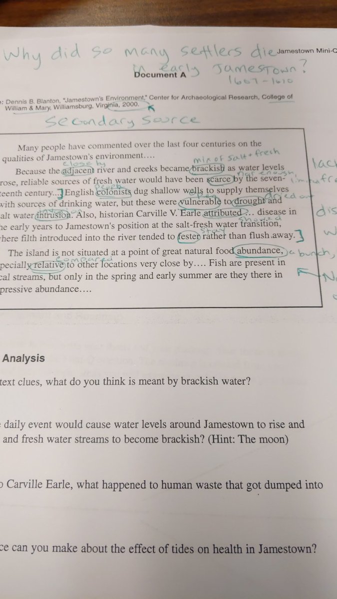 Caldwell5th's tweet photo. @Caldwell5th using our background knowledge of Jamestown for our DBQ! Critical thinking and analysis for the win! https://t.co/QmstsUL8JH