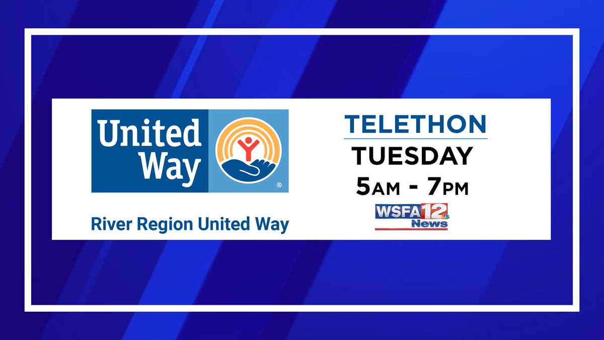 Tomorrow is the big day! <a href="/wsfa12news/">WSFA 12 News</a> is hosting a Telethon to benefit #RiverRegionUnitedWay. Watch for us (and please give) between 5am and 7pm! #LiveUnited #TelethonTuesday #MakingLifeBetterForEveryone