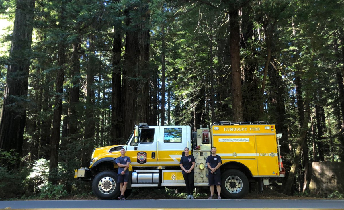 HumboldtBayFire's tweet photo. Have you been wondering about our crews out on coverage?
Here's a sneak peak from their time in Weott, getting in a morning workout in the Avenue of the Giants, Burlington Campground. #redwoods #avenueofthegiants #weott #calfire #calfirehuu #morningworkout #pt #coverage https://t.co/q1J385yi41