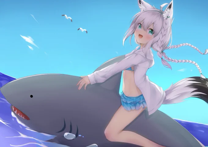 水着フブキちゃんかわいい。#絵フブキ #ホロライブサマー 