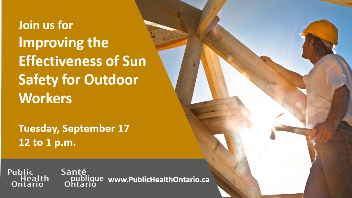 PublicHealthON's tweet photo. The clock is ticking to register for tomorrow's #PHORounds on effectively managing sun safety for workplaces and workers. Sign up at https://t.co/xytP4V8fJl. https://t.co/JiQyEp1ZfC
