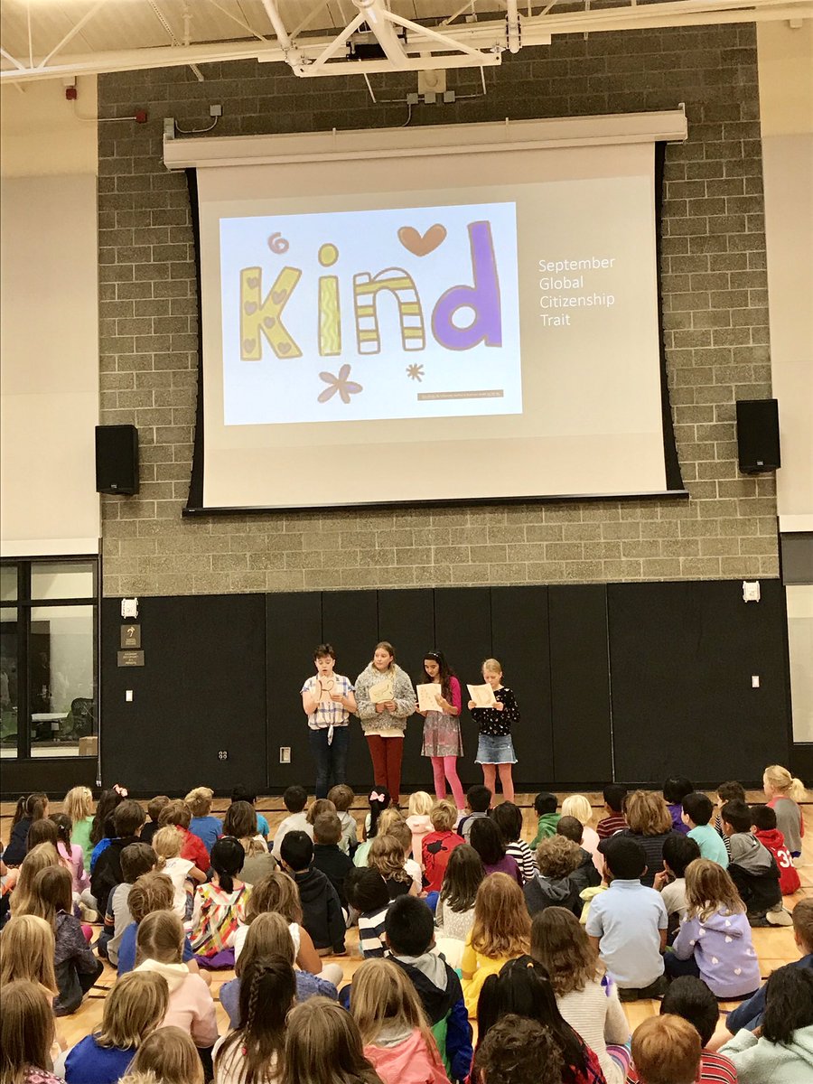 MsGoldmanQAE's tweet image. Fifth grade leaders taking on “Kindness” at our year’s first community-wide Monday Morning Meeting: “To me, kindness is something you should not keep in a cage but let fly free.” ❤️ #QAE #SPSConnects