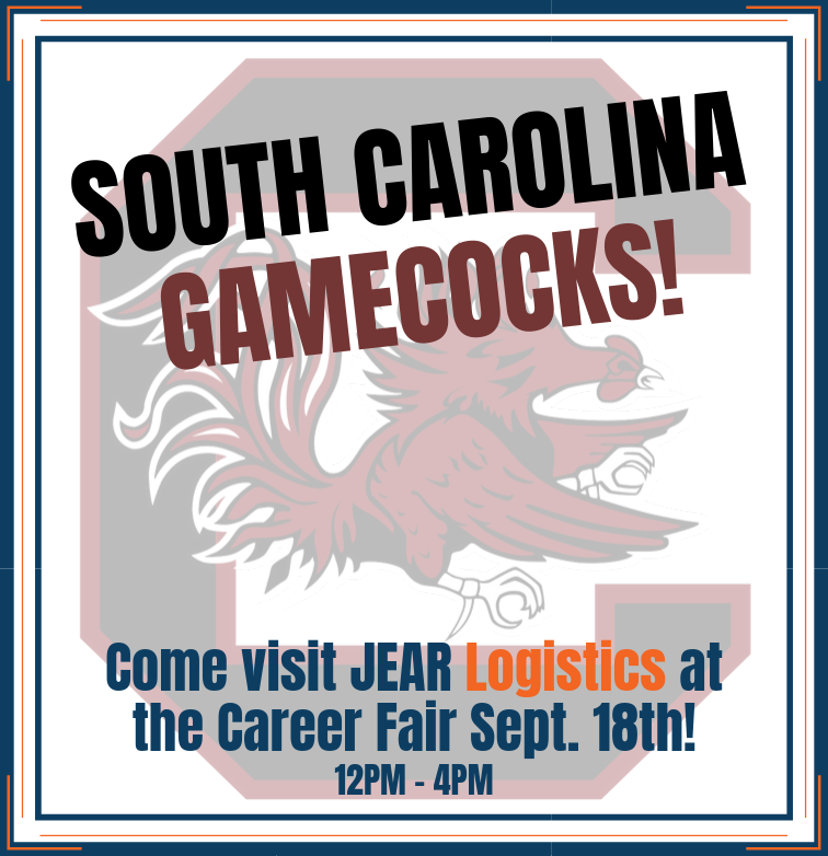 JEARLogistics's tweet photo. ATTENTION GAMECOCKS! Come visit us at the @MooreSchool Business Expo Sept. 18th from 12PM-4PM! #findyourIMPACT #Gamecocks #sales #hiring #Charleston https://t.co/bhnwYvjTzg