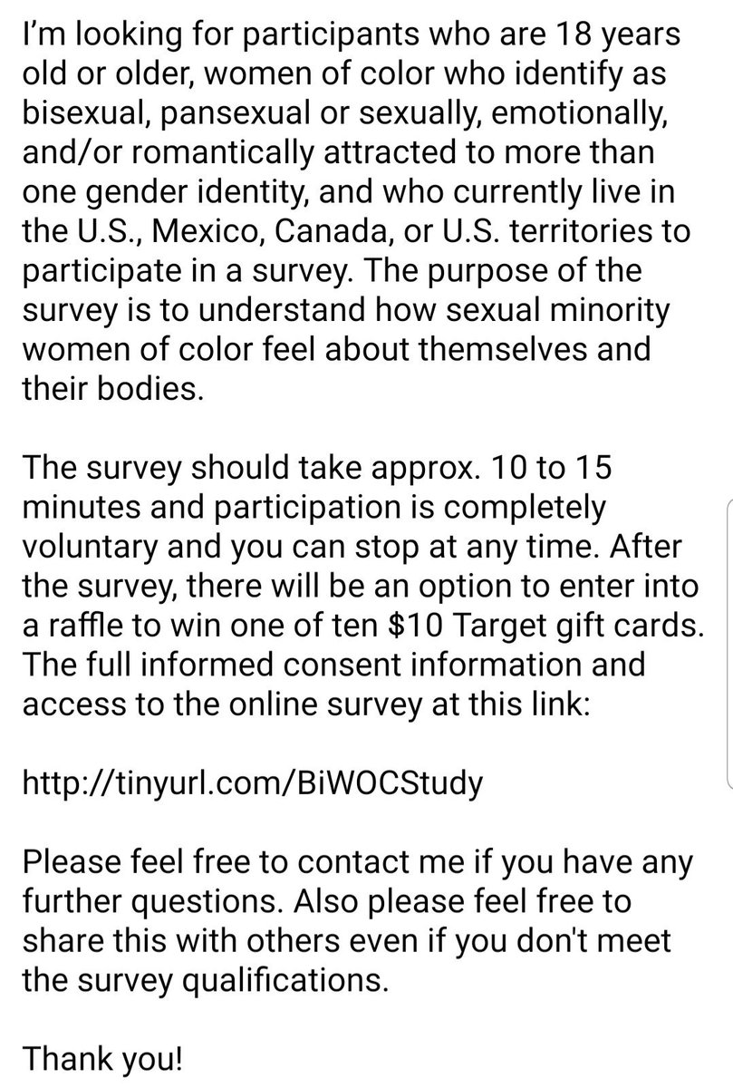 ZoriAmber's tweet photo. Happy #BiWeek! 💖💜💙 One of many ways for more #bivisbility and less #bierasure is through research. If you identify as a #bisexual/#pansexual woman of color in 🇺🇲🇨🇦🇲🇽 please consider participating and/or retweeting. #BiVisibilityMonth #20biteen
https://t.co/mZR8X1hSiY https://t.co/jbnWrPQPHg