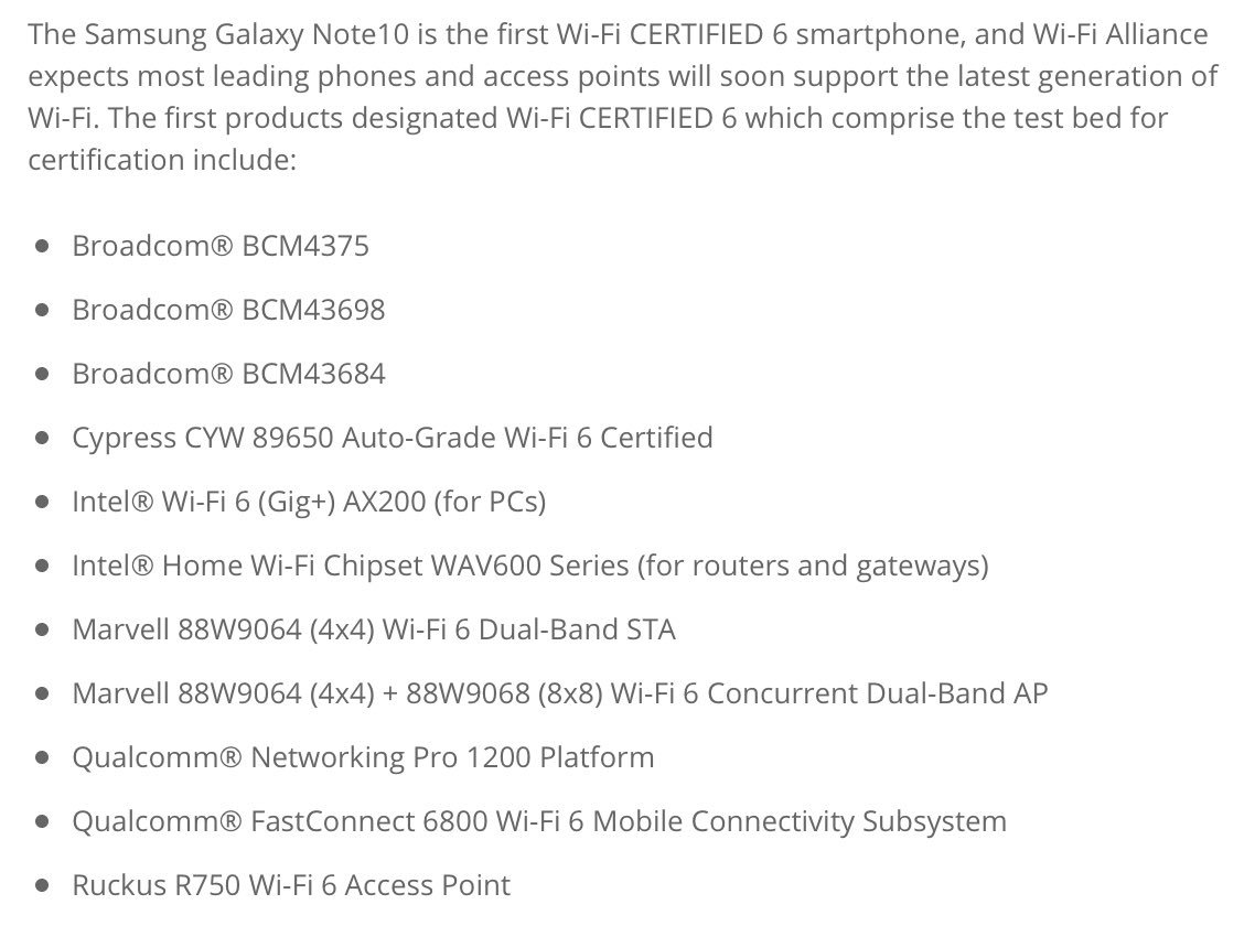 Here is the list of Wi-Fi 6 certified products as of today