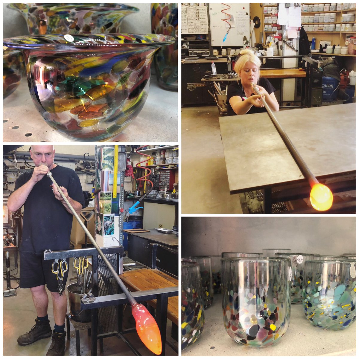 SomersetCool's tweet photo. Brilliant afternoon trying my hand at glassblowing @ShakspeareGlass with glass guru Will Shakspeare. Will makes it look effortless. I made it look hilarious 🤣 but it was lots of fun. So much skill goes into creating their gorgeous glassware &amp; it’ll be part of our #artweeks #blog https://t.co/ph0W1VW6cf