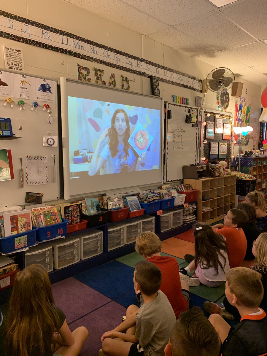 capper2teach's tweet image. Skyping with the lovely Emily Arrow about her song for the Dot Day book.