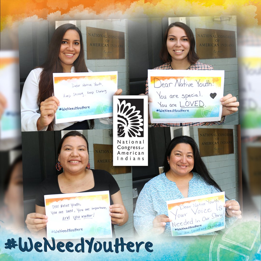 NCAI1944's tweet photo. According to the recent @FirstKids1st Data Resource Book, “Suicide rates are increasing in the U.S. overall, but they are increasing faster in American Indian and Alaska Natives.” To our Native youth #WeNeedYouHere. Find more on taking action here: https://t.co/kebtHmevJH https://t.co/HWmPNkCCmw
