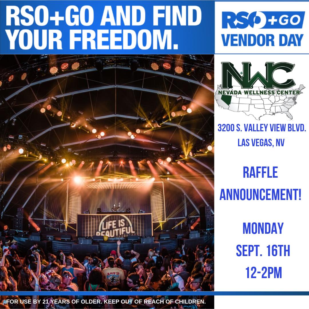 RSO_GO's tweet photo. #RSOGO will be at #NevadaWellnessCenter today in #LasVegas from 12-2pm today! #LifeisBeautiful2019 Raffle Winner Announcement for Friday Tickets! #RSOGOpopup #cannabiseducation #Renocannabiscommunity #RSO https://t.co/sO2bgKiuJu
