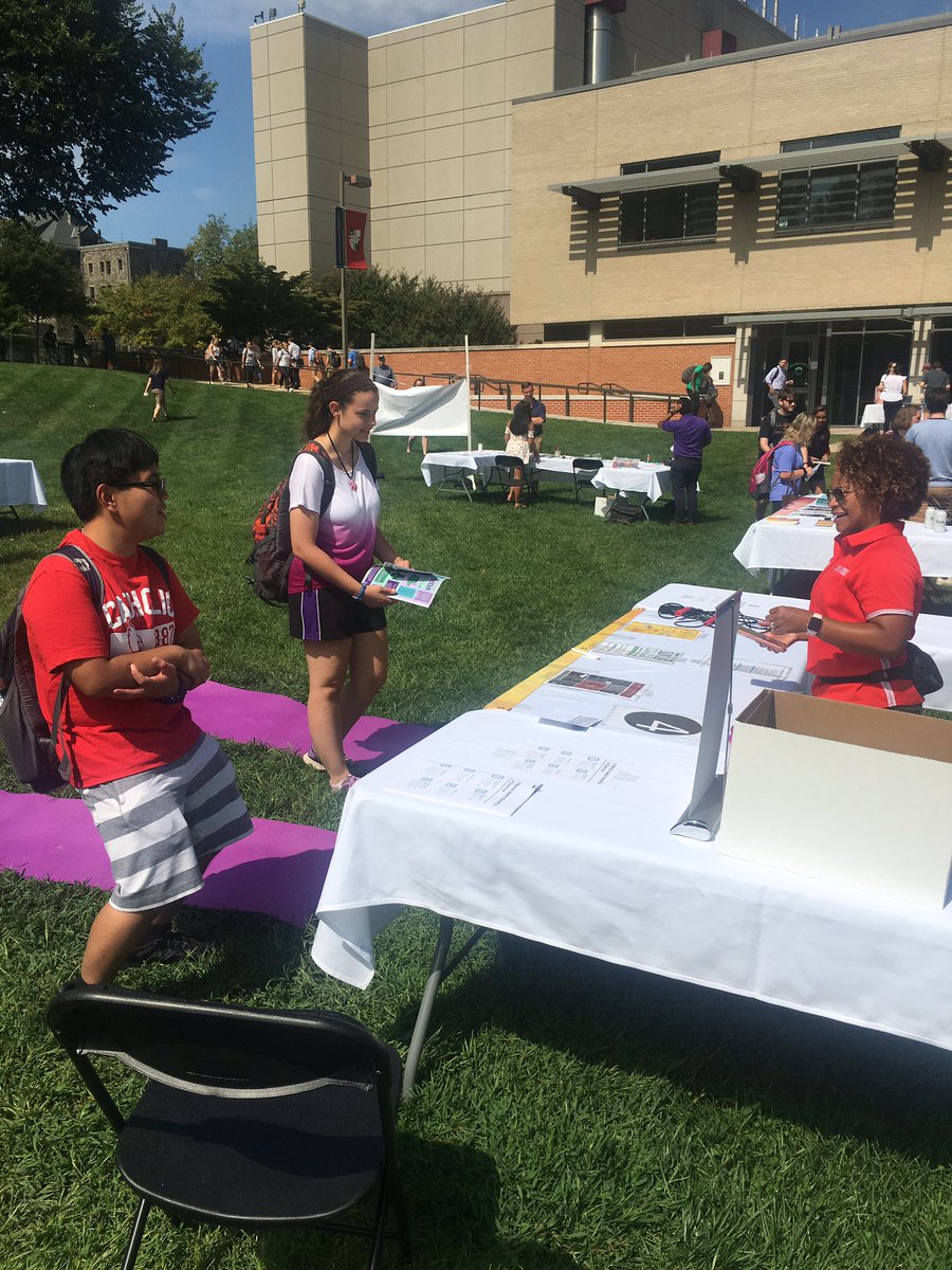 CatholicU_ATC's tweet photo. Jaime &amp; Nevada volunteering at #FreshCheckDay for suicide prevention. #Uplift #ExerciseisSelfCare https://t.co/ifZIYBFCta