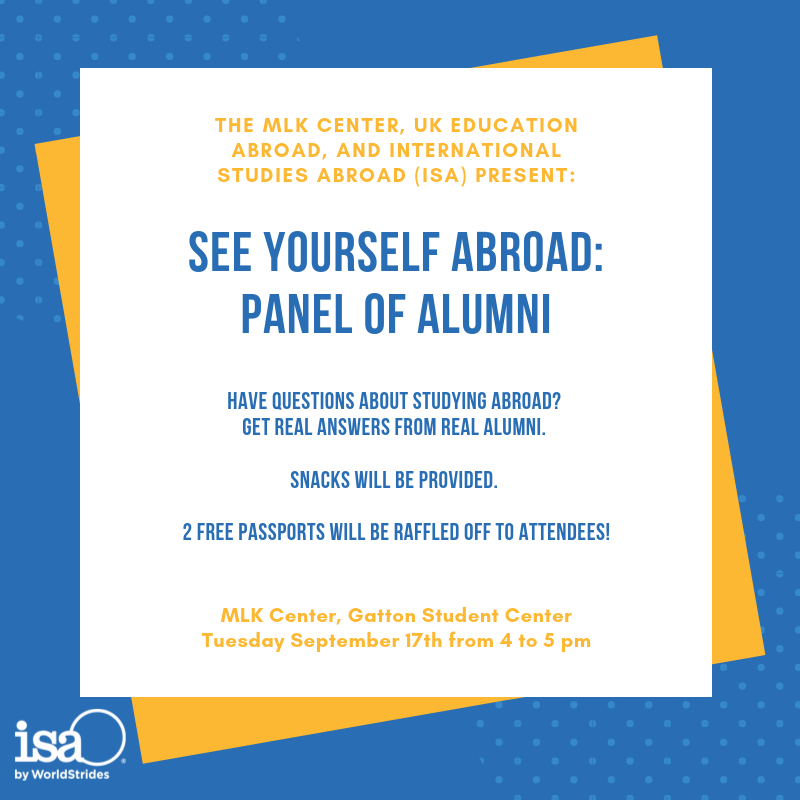 ISAabroadKY's tweet photo. TOMORROW!! @UK_MLKCenter and ISA are hosting a panel of @ukyabroad alumni to answer real questions from you. We're also raffling off two FREE PASSPORTS!! 

Where would you go with a free passport? Let us know! https://t.co/Y9Pxr9xma9
