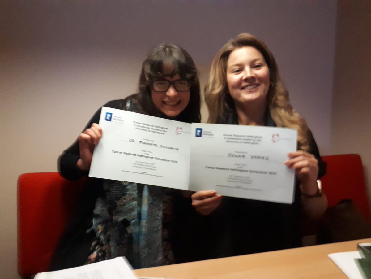 MerryLabNotts's tweet photo. Huge congratulations to Jenny and Jenna for winning poster prizes at the Cancer Research Nottingham Symposium today!  @UoNCancerCentre https://t.co/UEbKR9as1E