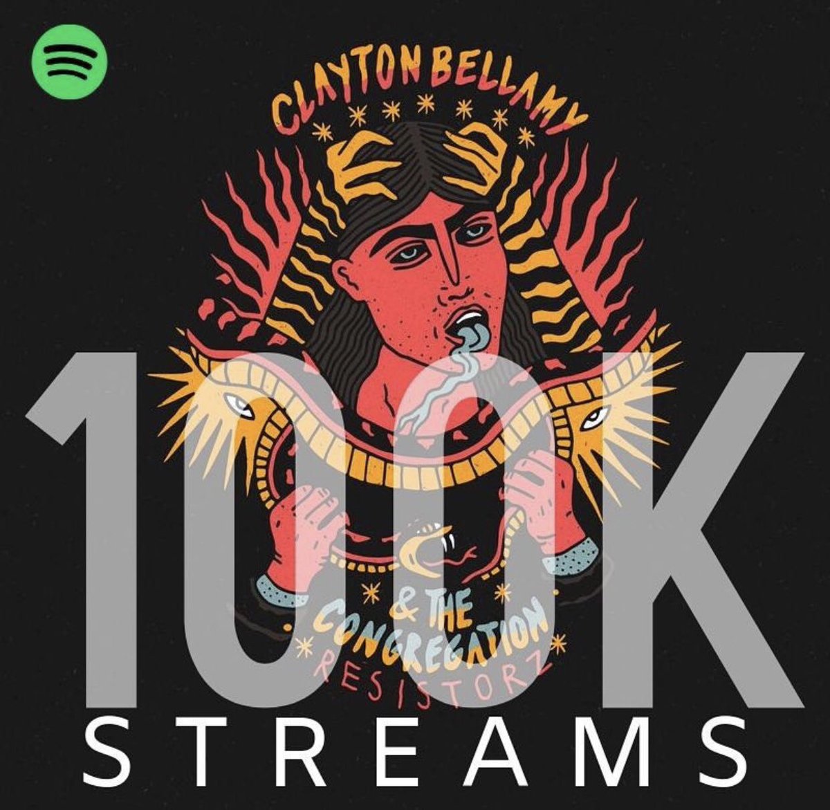 You can’t resist “Resistorz”! <a href="/claytonbellamy/">Clayton Bellamy</a> and The Congregation reached 100K <a href="/SpotifyCanada/">Spotify Canada</a> streams! 🤘 Keep rockin’! 🎸🔥⚡️🐍