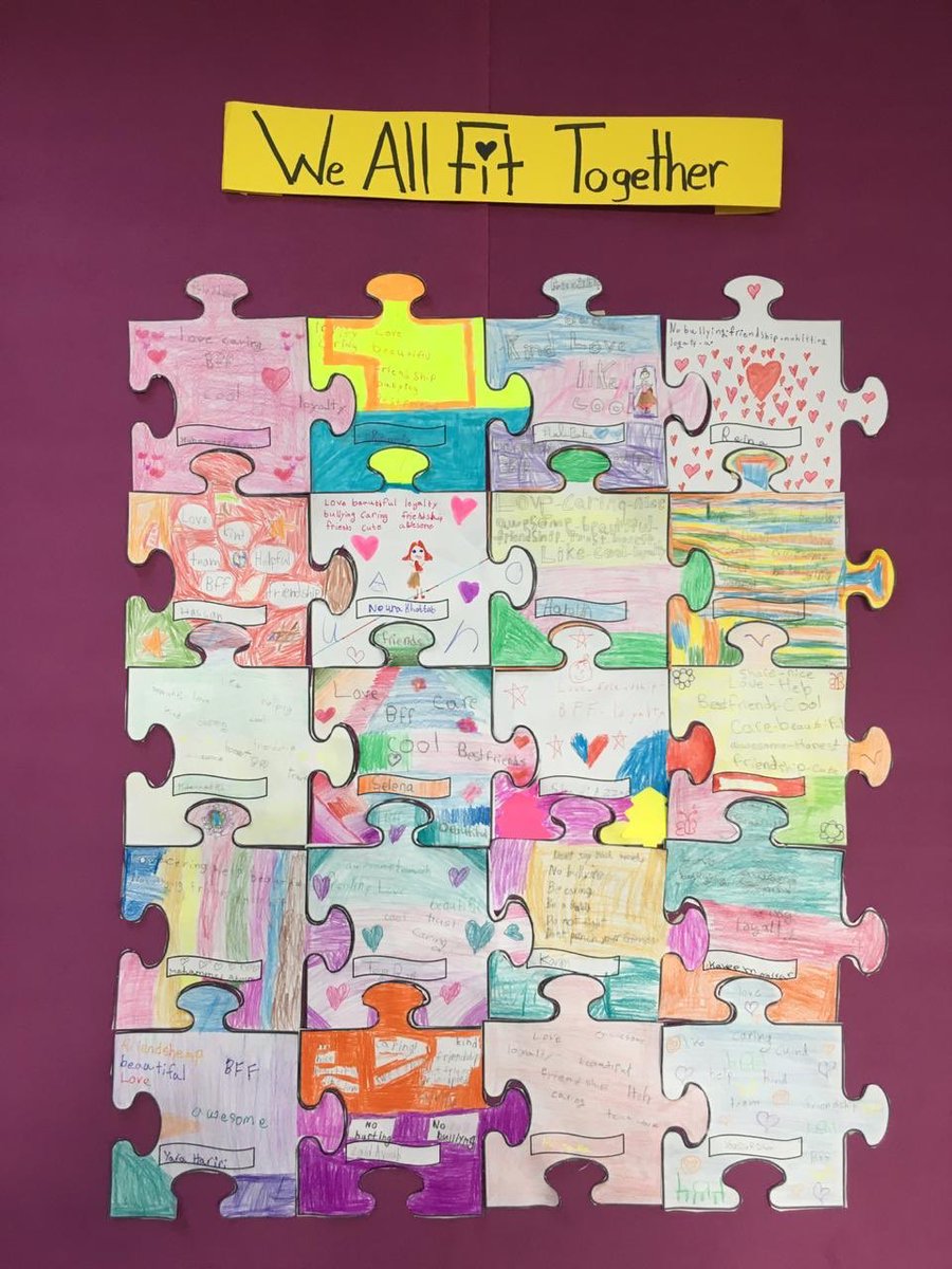 We fit together like pieces of a puzzle! No significant learning occurs without a significant relationship. 3rd graders making connections by writing words related to relationships. #CreativityAtItsBest #Friendship #Post_Video @dina_jradi @Hhhsinfo @DaraziFarah