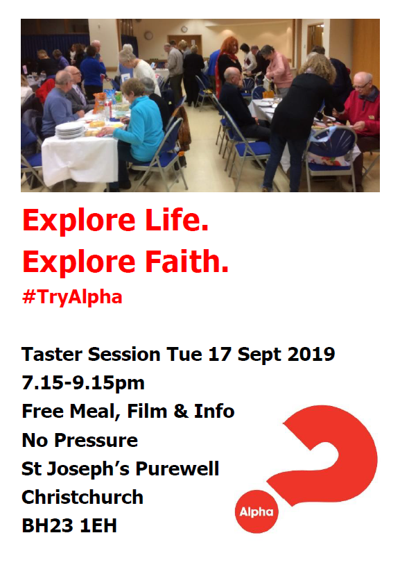 RichSSW's tweet photo. Come and see: no-commitment Alpha Taster evening tomorrow in Christchurch UK.  It could change your life... https://t.co/ES01EfH62d