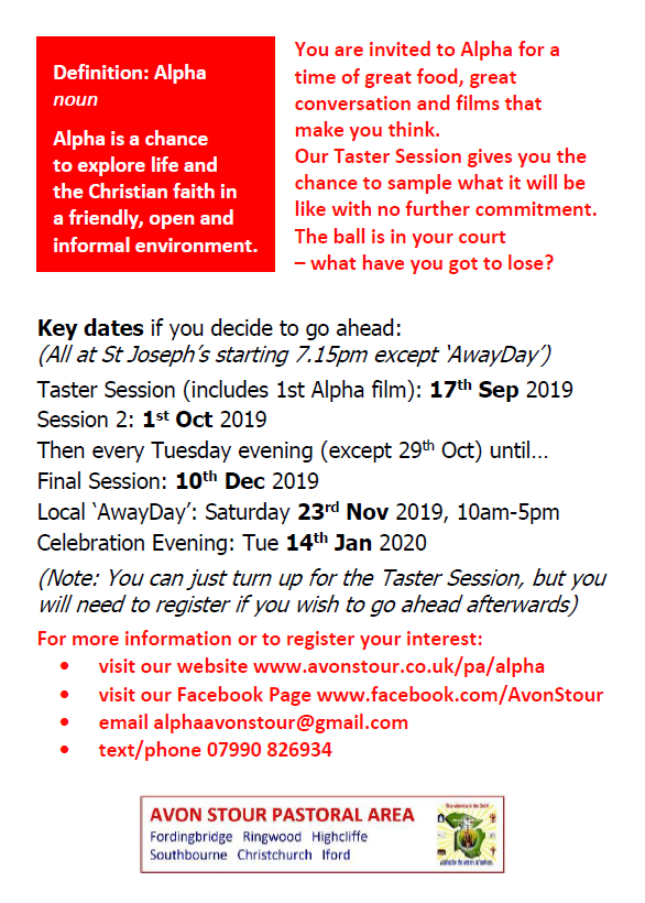 RichSSW's tweet photo. Come and see: no-commitment Alpha Taster evening tomorrow in Christchurch UK.  It could change your life... https://t.co/ES01EfH62d