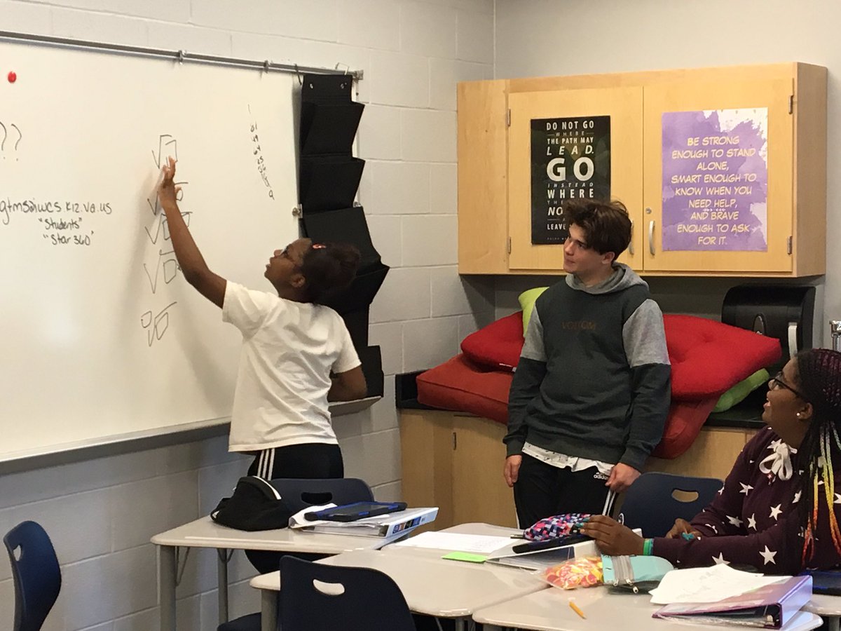 MrsTMath1's tweet image. We are engaged and collaborating today with an @openmiddle problem.  Thanks @robertkaplinsky !  My students are so excited and determined!  No giving up in this room today!  @GTMSTitans