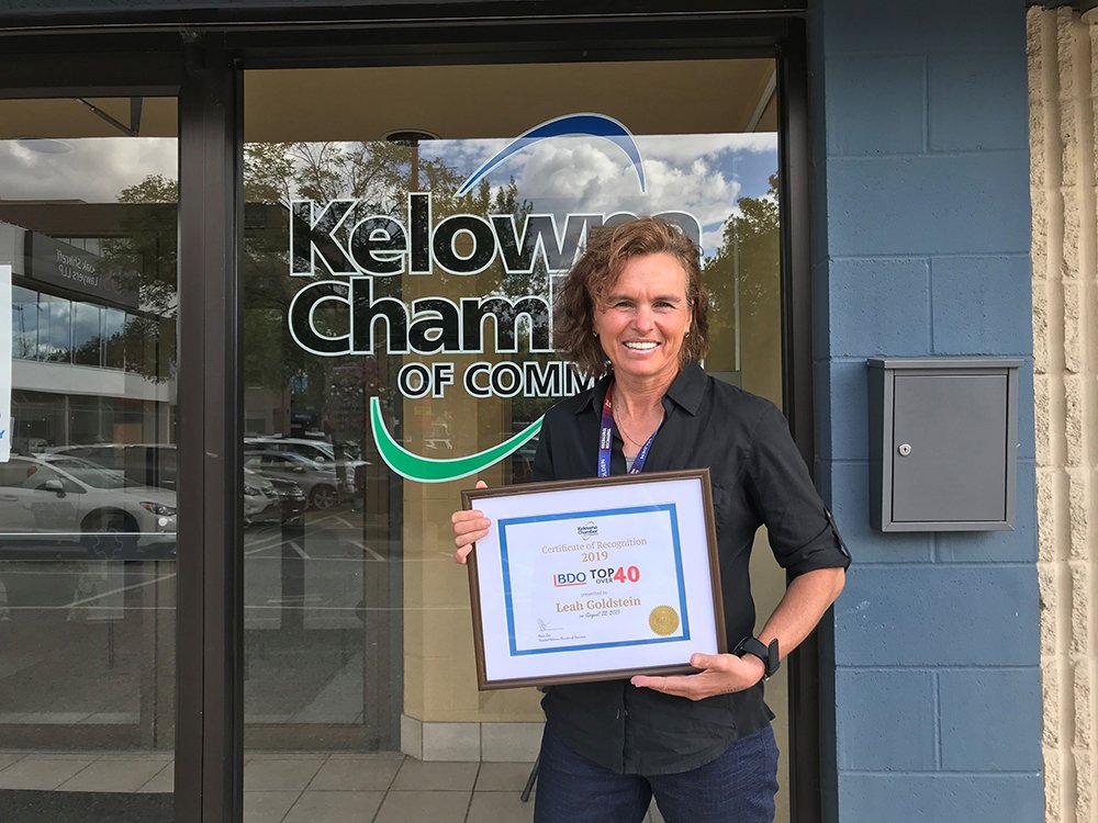 KelownaChamber's tweet photo. Thanks @NoLimitsLeah for stopping by to pick up your 2019 #Top40Over40 certificate! We understand not everyone could make the ceremony but we feel its still important to recognize their remarkable achievements. Kudos Leah! 👏 https://t.co/2rZztq0awf