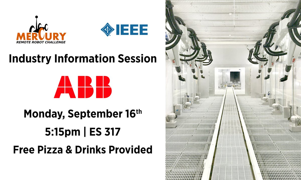 osuieee's tweet photo. It's this afternoon: Meet @ABBNorthAmerica reps before the career fair in ES 317 at 5.15pm!

(Pizza &amp; drinks will be provided.) https://t.co/xIbw0PO7Zz