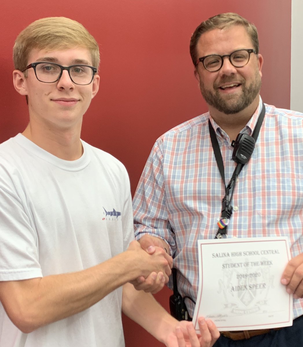USD305Central's tweet photo. Congratulations to Aidan Speer, Salina Central Student of the Week this week. Keep working hard Aidan!
#WeRSC https://t.co/Mrdi8VoC7t
