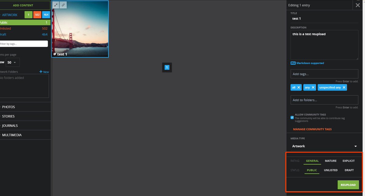FurryNetwork's tweet image. Heyo guys! We've been working on a few things in the background, however I did want to show off this feature. You should now be able to re-upload images, both to update them in case an artist has created a new version, and also to fix any potential broken images :)