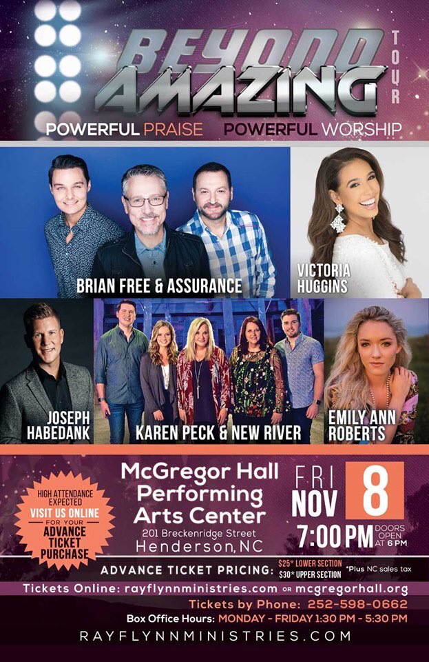 abrahamprod's tweet image. The Beyond Amazing Tour to is coming to McGregor Hall on November 8th! Will we see you in Henderson, North Carolina on November 8th? We hope so! #beyondamazing #abrahamproductions  

For tickets, please visit ➡️ rayflynnministries.com/event/beyond-a… 
Or call: 252-598-0662