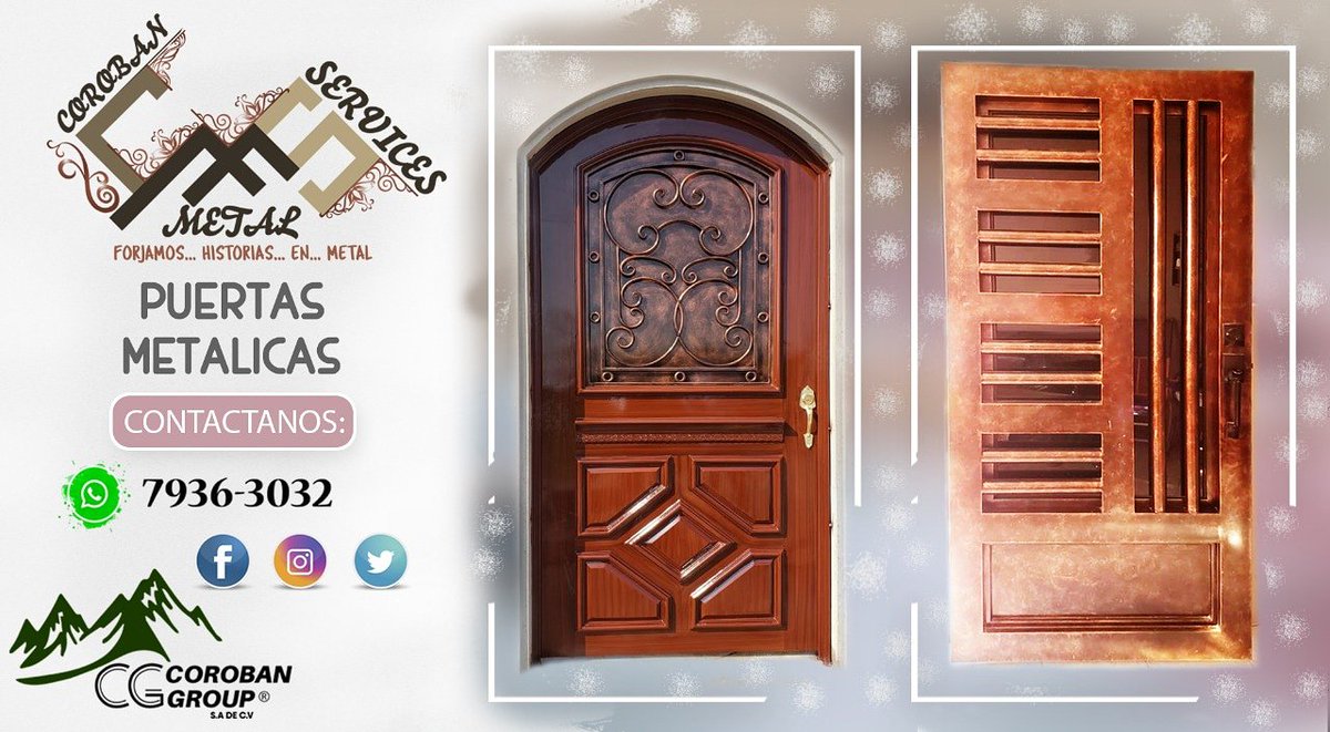 CorobanGroup's tweet photo. Conoce nuestras creaciones diseñamos según tu estilo y necesidad  #FORJAMOS_SUEÑOS_EN_METAL  #puertas #beautiful #art https://t.co/63kPhjsYDq