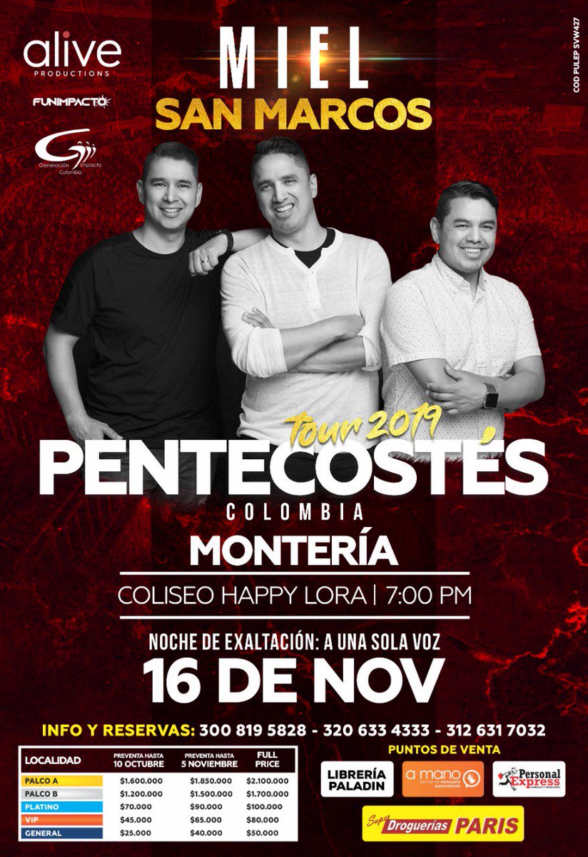 AlbaLuzEspejoM's tweet photo. Imagen oficial del concierto de @MielSanMarcos el próximo 16 de Noviembre en MONTERIA - CÓRDOBA. Con su Tour #Pentecostes
PRODUCE
#AliveProductions
#FunImpacto
#FundacionGeneracionImpactoColombia
Info Aquí.
@Luiscobe5
@DjTavoJLM https://t.co/65Fd4F35u0