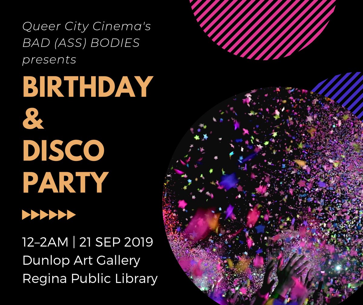 QueerCityCinema's tweet photo. BAD (ASS) BODIES/#QCC19 Day 4 on Sep 21 has a roundtable, 2 screenings, a performance, and a birthday/disco party, b/c it's #ShereeRose's birthday! Artists include: @goddinho, @san_alland, @spottedfawnart, @rhysernst, and more!⁣ https://t.co/Htve3HSqnC 🏳️‍🌈🗣🎬🎭����🎉 #yqr #lgbtq https://t.co/veUoHws19m
