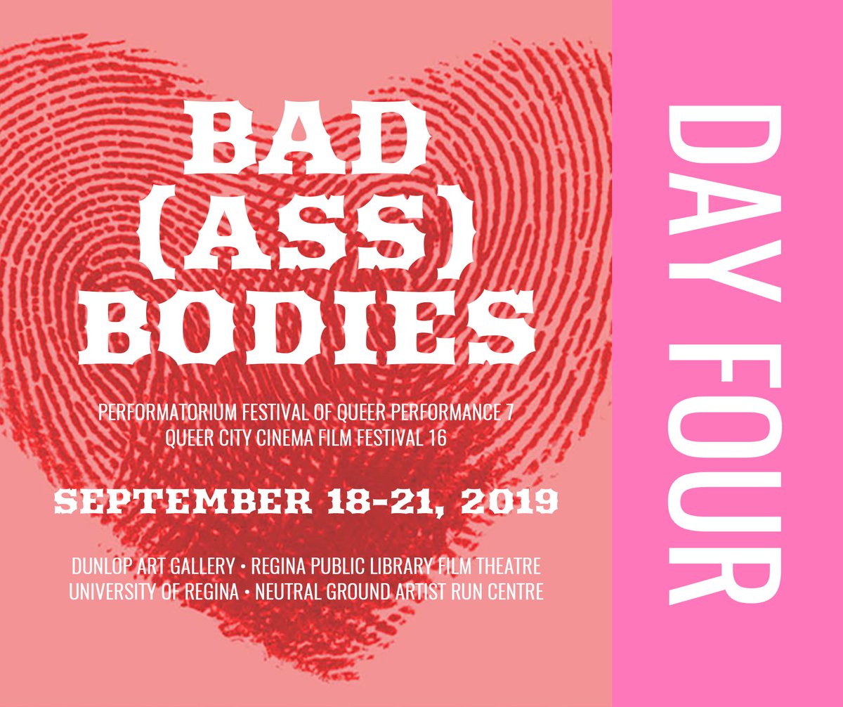 QueerCityCinema's tweet photo. BAD (ASS) BODIES/#QCC19 Day 4 on Sep 21 has a roundtable, 2 screenings, a performance, and a birthday/disco party, b/c it's #ShereeRose's birthday! Artists include: @goddinho, @san_alland, @spottedfawnart, @rhysernst, and more!⁣ https://t.co/Htve3HSqnC 🏳️‍🌈🗣🎬🎭����🎉 #yqr #lgbtq https://t.co/veUoHws19m