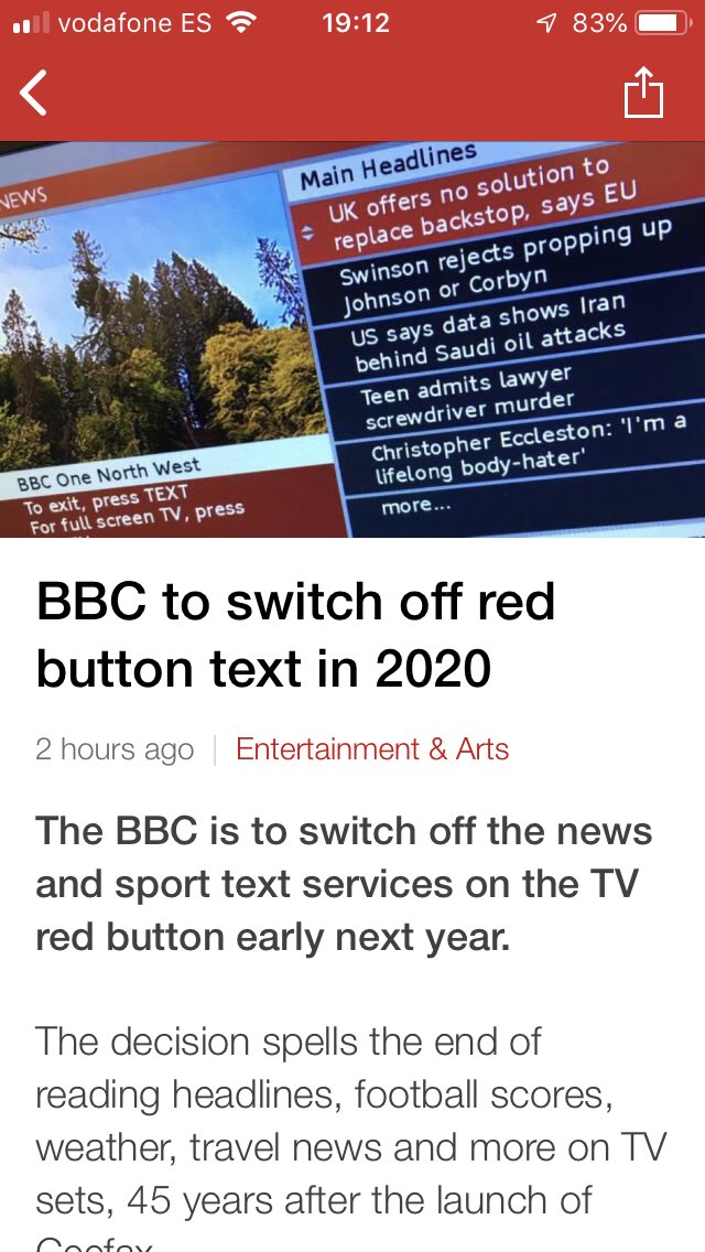 quasijones's tweet photo. RIP Teletext - Long before the WWW was a twinkle in Mr Berners-Lees eyes, this was the UKs first online information source.  Now a a relic to a bygone age it’s time for us to let it go... Letters on P145, Sport on 301.. Goodbye old friend https://t.co/SLqTRFTk8J