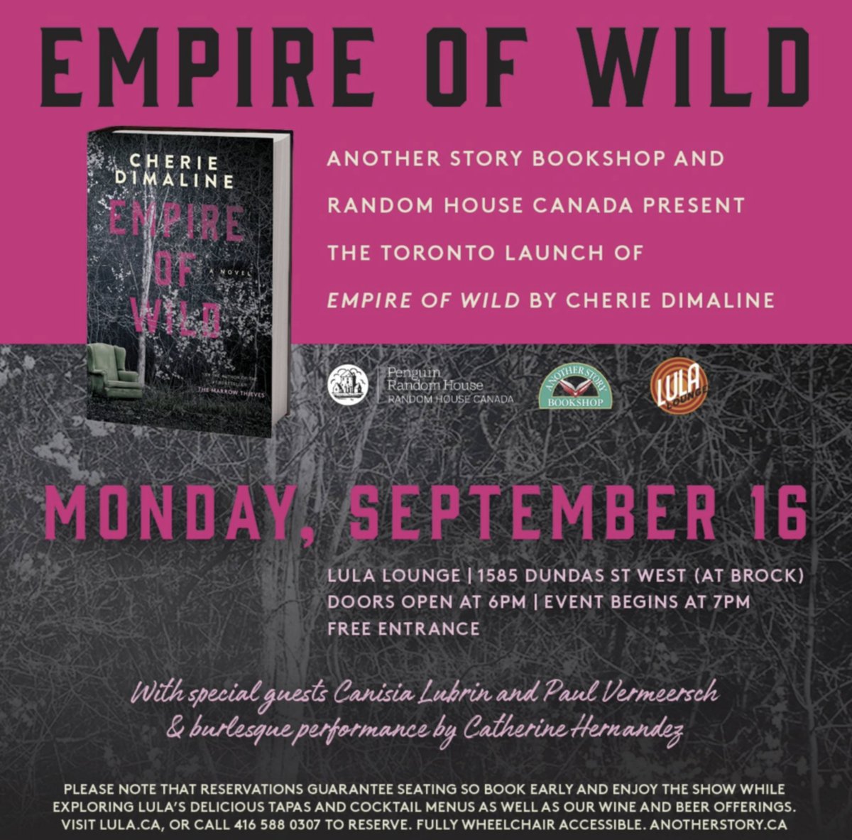 Kevin Hardcastle (@khardcase) on Twitter photo TONIGHT in #Toronto. mighty, award-winning, bestselling, GBay-representin' @cherie_dimaline launches EMPIRE OF WILD 🐺 at <a href="/lulalounge/">Lula Lounge</a>. there's some other stuff going on, but I very don't care. come check out the future of #CanLit.🤘 #Indigenous #writing
facebook.com/events/2475147… TONIGHT in #Toronto. mighty, award-winning, bestselling, GBay-representin' @cherie_dimaline launches EMPIRE OF WILD 🐺 at <a href="/lulalounge/">Lula Lounge</a>. there's some other stuff going on, but I very don't care. come check out the future of #CanLit.🤘 #Indigenous #writing
facebook.com/events/2475147…