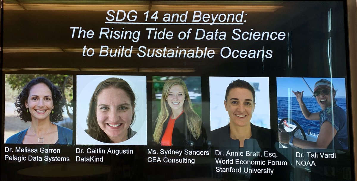 Thrilled to have our COO and Chief Scientist, Melissa Garren, participate at #D4GX on #SDG14 &amp; Beyond w/ panelists Caitlin Augustin of 
<a href="/DataKind/">DataKind</a>, Annie Brett of <a href="/oceansolutions/">Stanford Center for Ocean Solutions</a> / the @WEF, Sydney Sanders of CEA Consulting’s <a href="/OurSharedSeas/">Our Shared Seas</a> &amp; Tali Vardi of <a href="/NOAA/">NOAA</a>
