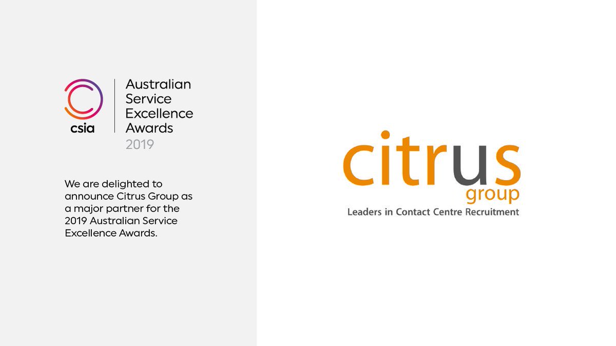 CSIA_AU's tweet photo. CSIA is proud to partner with some of the leading organisations in our industry for the 2019 ASEAs. We are delighted to announce Citrus Group as a major partner for this year's awards. #ASEA2019 #citrusgroup #majorpartner #customerservice #excellence https://t.co/rZVcBpnCv3