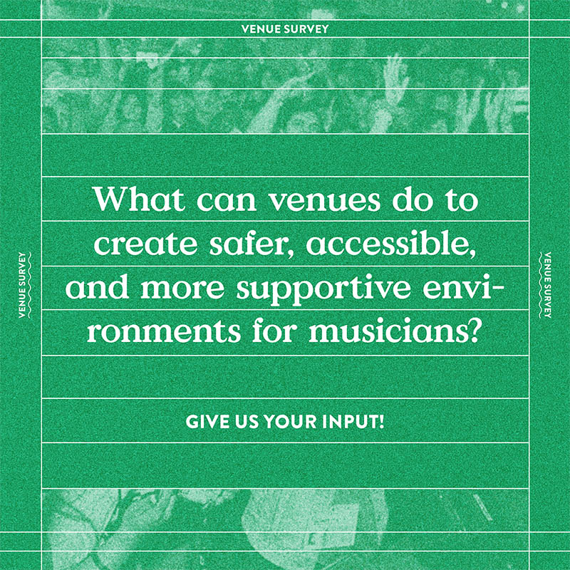 SheShredsMedia's tweet photo. Being a touring musician is a job, and the venue is a place of work. With your input, we hope to serve some solid facts to analyze &amp; address venue culture across the music industry. Consider providing your input below! You may choose to stay anonymous <3 https://t.co/wPVMr61vu2 https://t.co/om8I4LiyEC