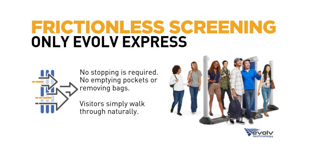 EvolvTechnology's tweet image. Frictionless Screening. No stopping, emptying pockets or removing bags. Experience Evolv Express! #StopActiveShooters #VisitorScreening #EmployeeScreening #EndWorkplaceViolence bit.ly/2O430vW